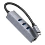 Hoco - Docking Station Easy Link (HB34) - Type-C to USB3.0, Ethernet, 1000Mbps - Metal Gray