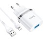 Incarcator Priza USB-A, 10W, 2.4A + Lightning - Hoco Ardent (N1) - White