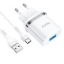 Incarcator Priza USB-A, 10W, 2.4A + Cablu Type-C - Hoco Ardent (N1) - White