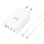 Incarcator pentru Priza USB, 3x Type-C, Fast Charging, 100W + Cablu Type-C - Hoco Leader (N31) - White