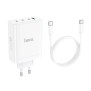 Incarcator pentru Priza USB, 3x Type-C, Fast Charging, 100W + Cablu Type-C - Hoco Leader (N31) - White