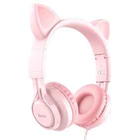 Casti cu Fir, Urechi de Pisica - Hoco Cat Ears (W36) - Pink