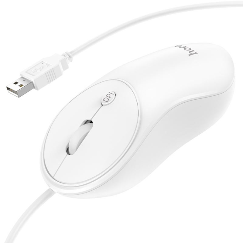 Mouse cu Fir, Conexiune prin USB, 1000 / 1600 DPI - Hoco Esteem (GM13) - White