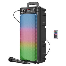 Boxa Portabila Bluetooth 5.0, TWS, FM, USB, TF Card, AUX, cu Microfon si Lumini RGB - Hoco (BS52) - Black