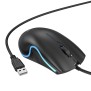 Mouse cu Fir USB, Lumini RGB, 1.4m, 1000 DPI - Hoco (GM19) - Black