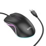 Mouse cu Fir USB, Lumini RGB, 1.4m, 1000 DPI - Hoco (GM19) - Black