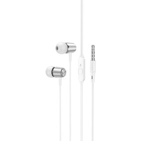 Casti Audio cu Fir Jack 3.5mm cu Microfon, 1.2m - Hoco (M108) - White