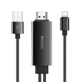 Cablu Video Lightning la HDMI, USB 1080P, 1.8m - Yesido (HM04) - Black