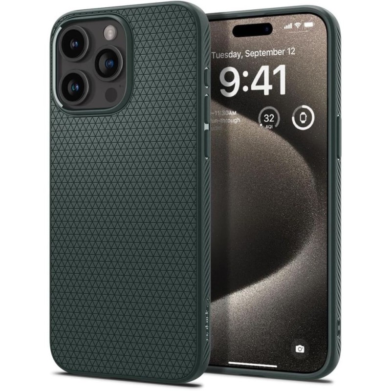 Husa pentru iPhone 15 Pro Max - Spigen Liquid Air - Abyss Green