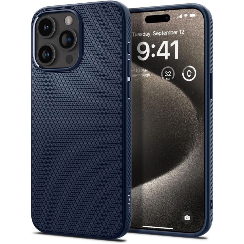 Husa pentru iPhone 15 Pro Max - Spigen Liquid Air - Navy Blue