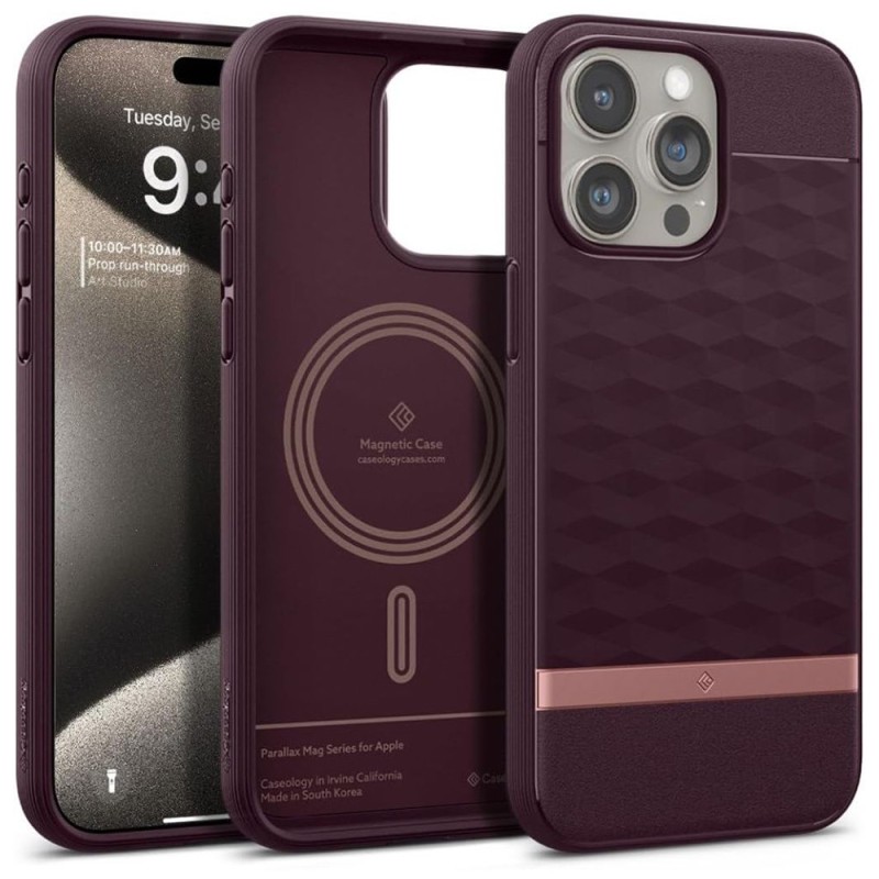 Husa pentru iPhone 15 Pro Max - Spigen Caseology Parallax MagSafe - Burgundy