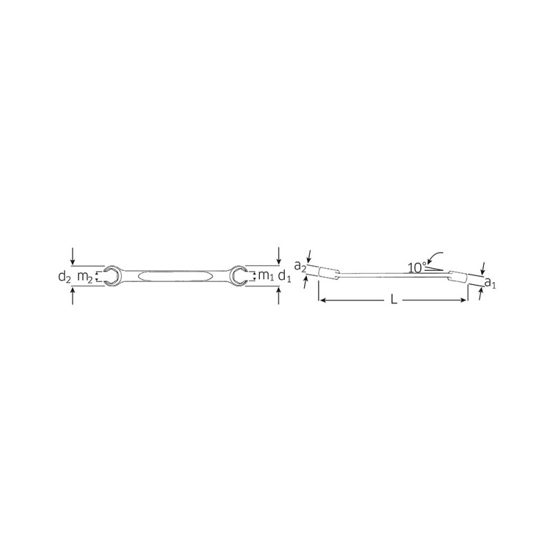 Stahlwille 41080810, Cheie dubla pentru conducte, Nr. 24, hexagon, metric, cap inclinat la 10 gr, finisare cromata, made in Germany, 8 x 10mm