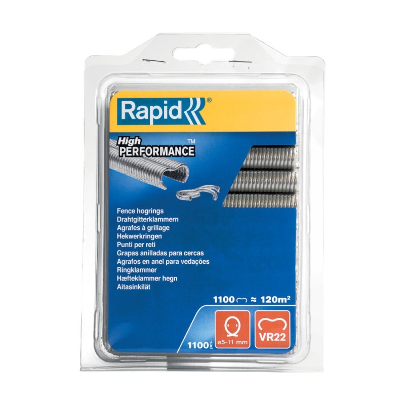 Rapid 40108806, set de 1100 inele pentru gard, galvanizate VR22, diametru 5-11 mm