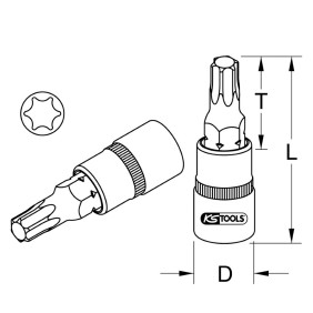 Cheie TORX TX20, lungime 37 mm, prindere 1/4"