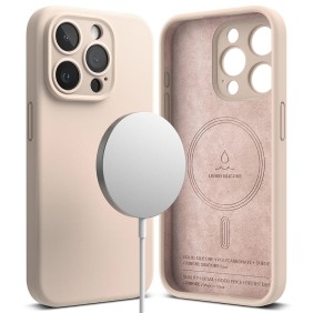 Husa pentru iPhone 15 Pro Max - Ringke Silicone Magnetic - Pink Sand