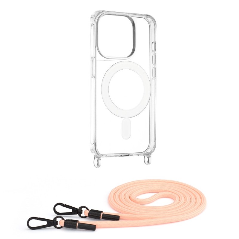 Husa pentru iPhone 15 Pro - Techsuit Acrylic MagSafe Crossbody - Pink