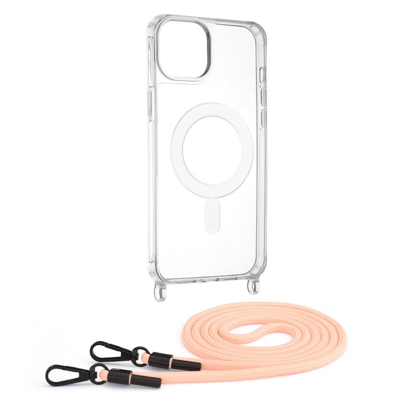 Husa pentru iPhone 15 Plus - Techsuit Acrylic MagSafe Crossbody - Pink