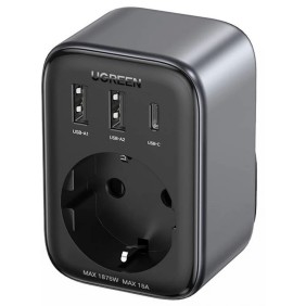 Incarcator Priza EU, 2x USB, Type-C la US, Fast Charging, 30W - Ugreen (15289) - Black