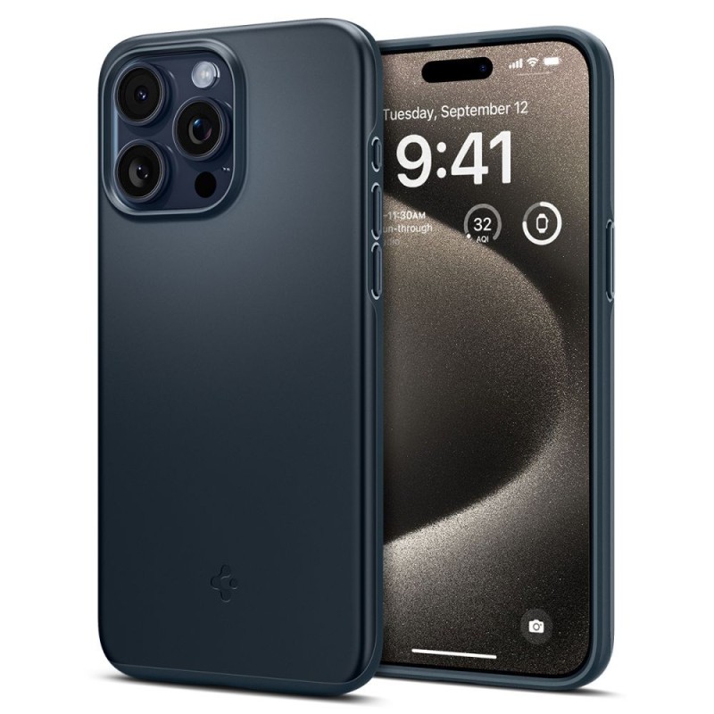 Husa pentru iPhone 15 Pro Max - Spigen Thin Fit - Metal Slate