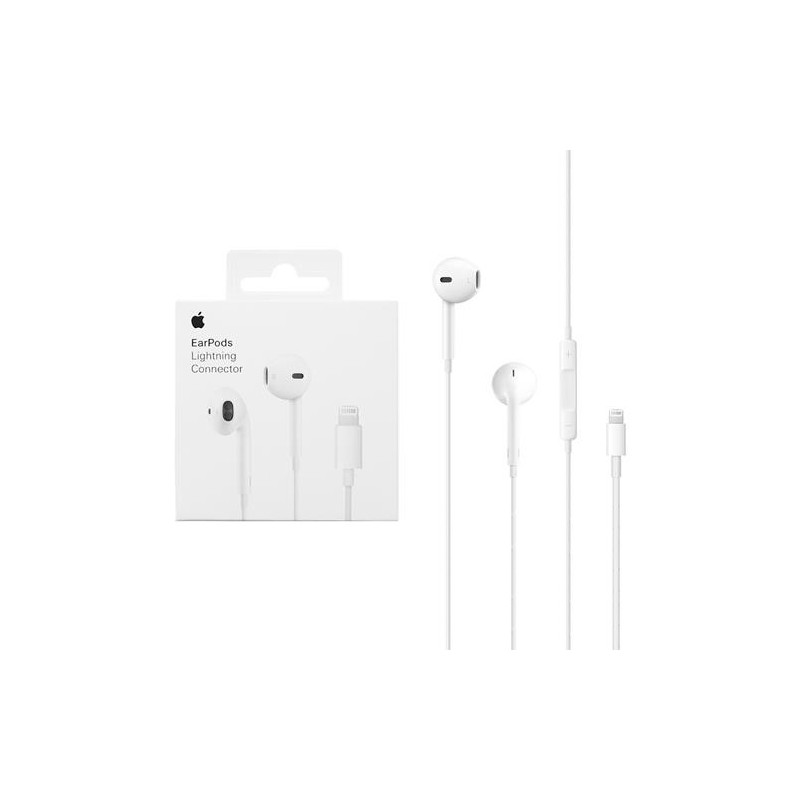 Apple - Original Wired Earphones (MMTN2ZM/A) - Lightning, In-Ear, Microphone, Volume Control, 1.2m - White (Blister Packing)