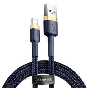 Cablu USB la Lightning, Fast Charging, QC3.0, 2.4A, 1m - Baseus Cafule (CALKLF-BV3) - Blue / Gold