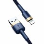 Cablu USB la Lightning, Fast Charging, QC3.0, 2.4A, 1m - Baseus Cafule (CALKLF-BV3) - Blue / Gold