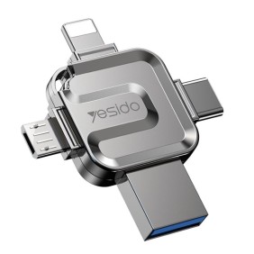 Yesido - Memory Stick 4in1 (FL15) - OTG, USB, Type-C, Micro-USB, Lightning, 5Gbps, 256GB - Grey