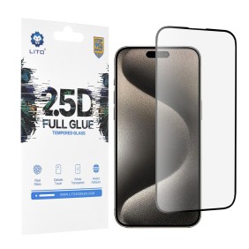 Folie pentru iPhone 15 Pro Max - Lito 2.5D FullGlue Glass - Black