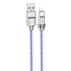 Cablu USB la Lightning, 2.4A, 1m - Hoco Crystal (U113) - Blue