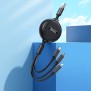 Cablu USB-A la Type-C, Lightning, Micro-USB, 2A, 1m - Hoco Double-Pull (X75) - Black