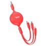 Cablu USB-A la Type-C, Lightning, Micro-USB, 2A, 1m - Hoco Double-Pull (X75) - Red