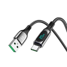 Cablu USB la Type-C, 5A, 1.2m - Hoco Extreme (S51) - Black
