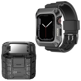 Husa pentru Apple Watch 4 / 5 / 6 / SE / SE 2 (44mm) + Curea - Lito Metal RuggedArmor (LS002) - Grey