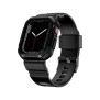 Husa pentru Apple Watch 1 / 2 / 3 / 4 / 5 / 6 / SE / SE 2 / 7 / 8 / 9 (42mm/44mm/45mm) + Curea - Lito Carbon RuggedArmor (LS003) - Black