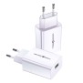 Usams - Travel Charger Kit T48 (T48OCLN01) - Wall Charger T22 USB-A QC 3.0, 18W, 3A with Type-C Cable 1.0m - White