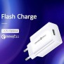 Usams - Travel Charger Kit T48 (T48OCLN01) - Wall Charger T22 USB-A QC 3.0, 18W, 3A with Type-C Cable 1.0m - White