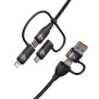 Usams - Data Cable 6in1 U85 (US-SJ645) - Fast Charging PD100W, USB, Type-C to Lightning, Micro-USB, USB-C, 1.2m - Black