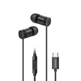 Usams - Wired Earphones EP-46 Mini (HSEP4603) - Type-C with Microphone, 1.2m - Black