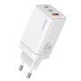 Incarcator Priza 2x Type-C PD65W, USB-A 3A - Usams (US-CC180) - White