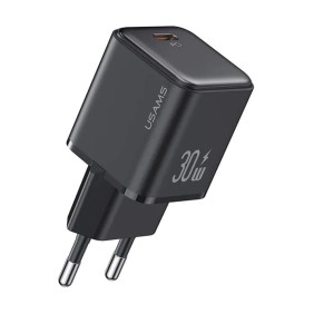 Usams - Wall Charger X-ron Series (US-CC186) - Single Port Fast Charging, USB-C PD30W, 3A - Black