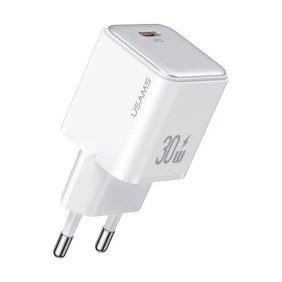Usams - Wall Charger X-ron Series (US-CC186) - Single Port Fast Charging, USB-C PD30W, 3A - White