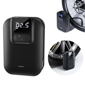 Usams - Mini Car Air Pump (US-ZB215) - Smart, Portable for Bike, Motorcycle Tyre Inflation, LED, 5000mAh, 3.5bar - Black