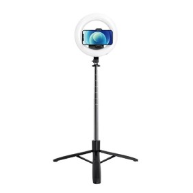 Usams - Selfie Stick (US-ZB241) - Portable Live Show LED Ring Light with Tripod, Bluetooth Remote Control, 168cm - Black