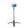 Usams - Selfie Stick (US-ZB241) - Portable Live Show LED Ring Light with Tripod, Bluetooth Remote Control, 168cm - Black