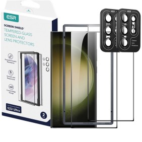 Folie Ecran pentru Samsung Galaxy S23 Ultra + Folie Camera (set 2) - ESR Screen Shield - Clear