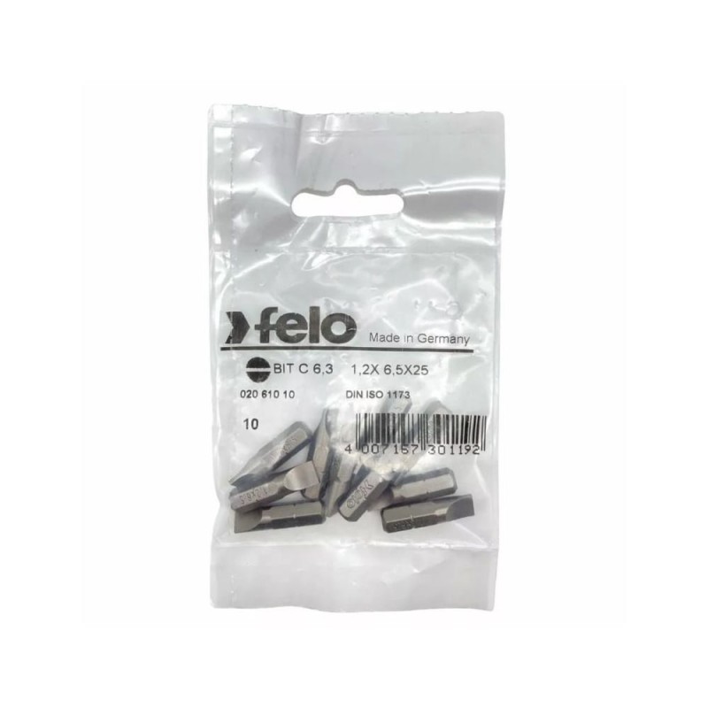 Set 10 biti Felo, seria Industrial profil Drept, C6.3, 6.5x1.2mm, 25mm