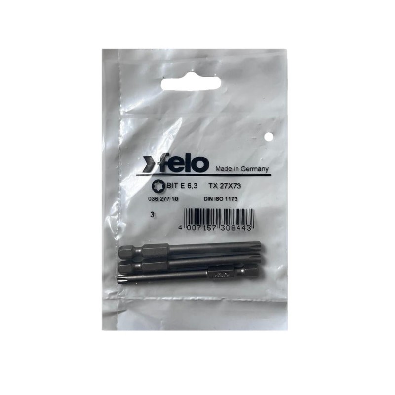 Set 3 biti Felo, seria Industrial profil Torx, E6.3, TX27, 73mm