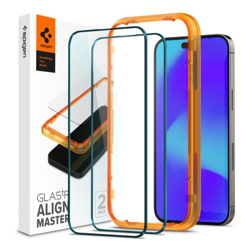 Folie pentru iPhone 14 Pro - Spigen Glas.TR Align Master - Black