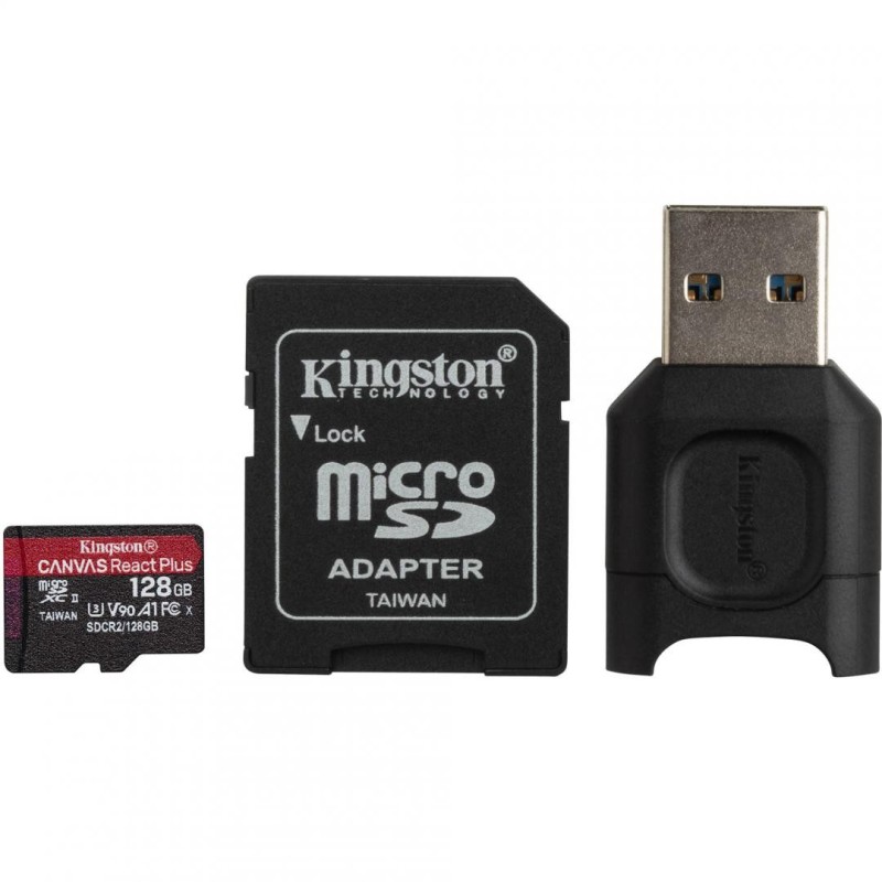 Card reader kingston + sd reader 128gb r/w: 300/260 mb/s uhs-ii class 3 v90 exfat