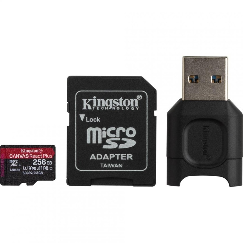 Card reader kingston + sd reader 256gb r/w: 300/260 mb/s uhs-ii class 3 v90 exfat